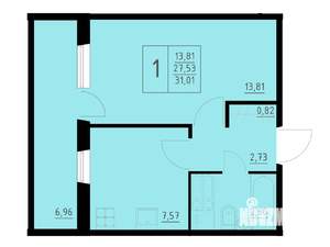 1-к квартира, строящийся дом, 31м2, 7/10 этаж