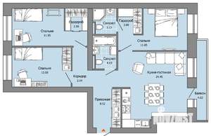 3-к квартира, вторичка, 86м2, 4/8 этаж