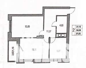 2-к квартира, вторичка, 57м2, 11/24 этаж