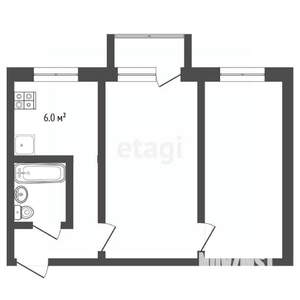 2-к квартира, вторичка, 45м2, 4/5 этаж