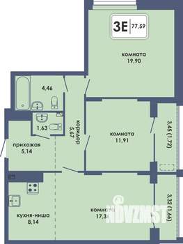 3-к квартира, вторичка, 78м2, 8/10 этаж