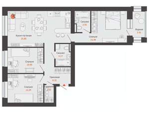 3-к квартира, вторичка, 85м2, 2/8 этаж