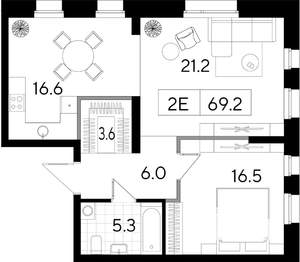 Студия квартира, вторичка, 69м2, 2/8 этаж