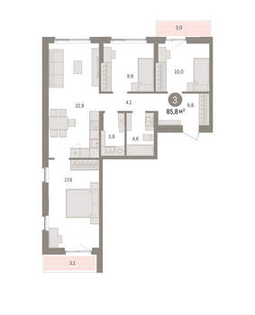 3-к квартира, вторичка, 86м2, 3/11 этаж