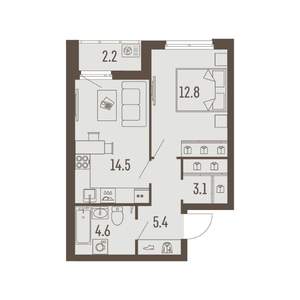2-к квартира, вторичка, 42м2, 2/16 этаж