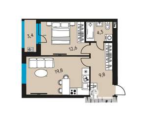 2-к квартира, вторичка, 48м2, 2/30 этаж