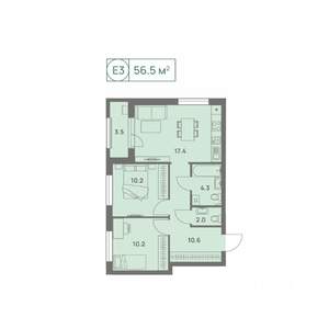 3-к квартира, вторичка, 57м2, 5/25 этаж