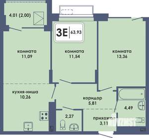 3-к квартира, вторичка, 64м2, 6/10 этаж