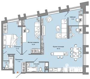 Студия квартира, вторичка, 97м2, 6/15 этаж