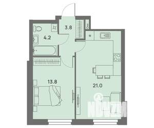 2-к квартира, вторичка, 42м2, 19/25 этаж
