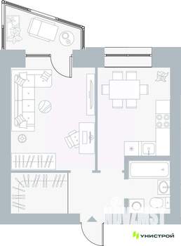 1-к квартира, вторичка, 39м2, 4/5 этаж