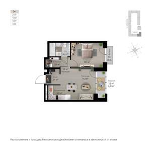 2-к квартира, строящийся дом, 53м2, 6/6 этаж
