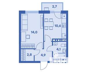 1-к квартира, вторичка, 37м2, 6/9 этаж