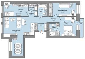 3-к квартира, вторичка, 92м2, 2/8 этаж