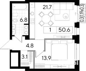 Студия квартира, вторичка, 50м2, 4/8 этаж