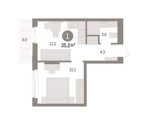 1-к квартира, вторичка, 35м2, 3/16 этаж