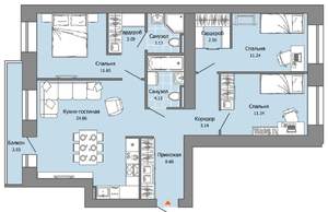 3-к квартира, вторичка, 84м2, 3/9 этаж