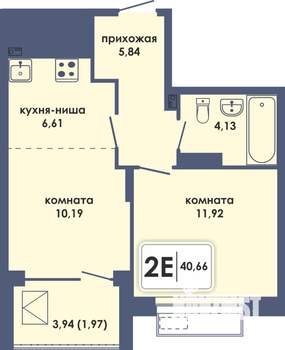 2-к квартира, вторичка, 41м2, 8/10 этаж
