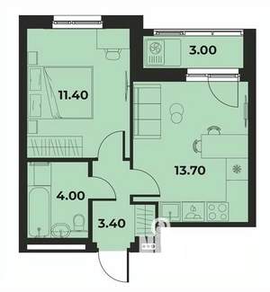1-к квартира, вторичка, 34м2, 9/15 этаж