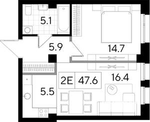 Студия квартира, вторичка, 48м2, 3/8 этаж