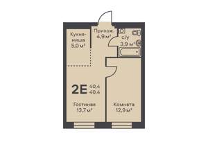 2-к квартира, вторичка, 40м2, 3/4 этаж