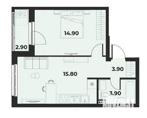 2-к квартира, вторичка, 40м2, 5/15 этаж