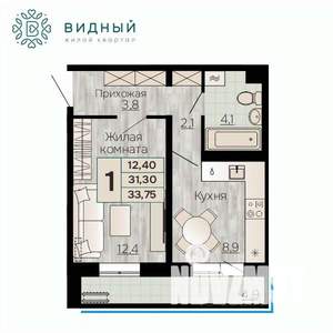 1-к квартира, вторичка, 34м2, 6/8 этаж