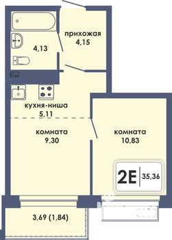 2-к квартира, вторичка, 35м2, 7/10 этаж
