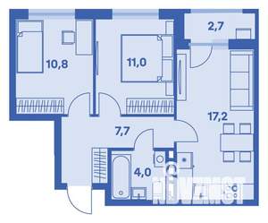 3-к квартира, вторичка, 52м2, 7/9 этаж