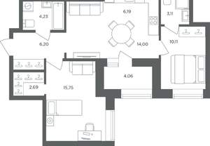2-к квартира, вторичка, 64м2, 4/8 этаж