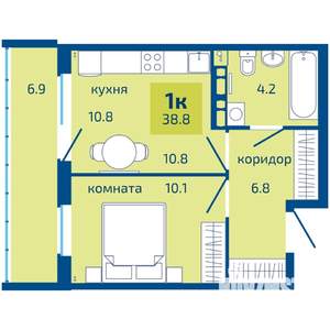 1-к квартира, вторичка, 39м2, 3/10 этаж