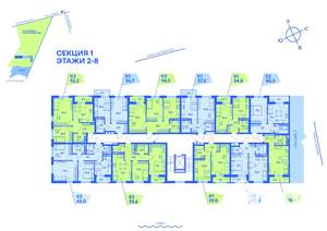 3-к квартира, строящийся дом, 65м2, 4/9 этаж