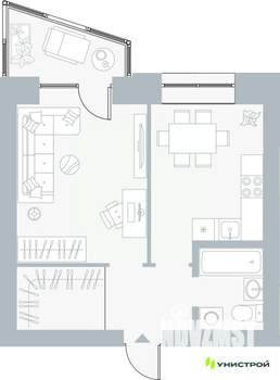 1-к квартира, вторичка, 39м2, 4/5 этаж