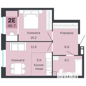 2-к квартира, вторичка, 47м2, 2/18 этаж