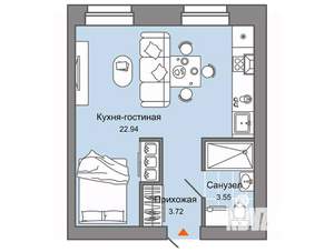 Студия квартира, вторичка, 30м2, 3/12 этаж