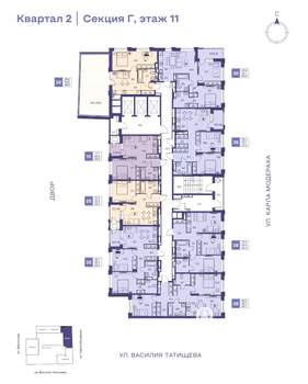 3-к квартира, строящийся дом, 54м2, 11/25 этаж