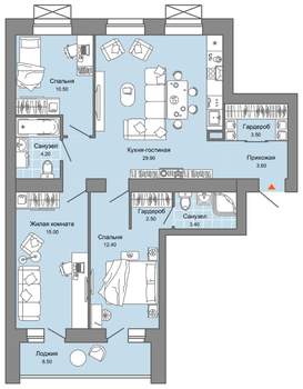 3-к квартира, вторичка, 88м2, 8/8 этаж