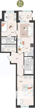 3-к квартира, вторичка, 64м2, 2/25 этаж