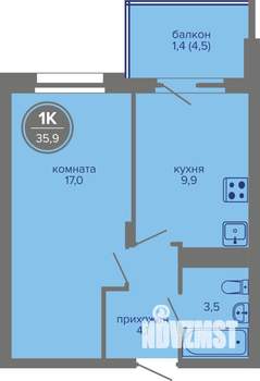 1-к квартира, вторичка, 36м2, 9/26 этаж