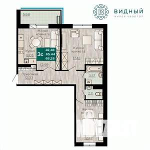 3-к квартира, вторичка, 68м2, 5/8 этаж