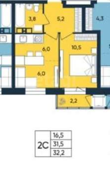 1-к квартира, вторичка, 37м2, 7/9 этаж
