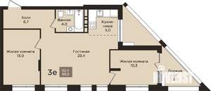 3-к квартира, вторичка, 65м2, 3/9 этаж