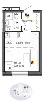 Студия квартира, строящийся дом, 22м2, 2/25 этаж
