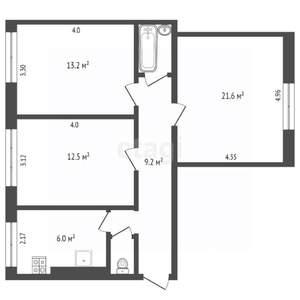 3-к квартира, вторичка, 67м2, 2/4 этаж