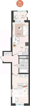 2-к квартира, вторичка, 45м2, 3/25 этаж