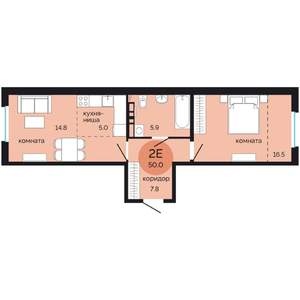 2-к квартира, вторичка, 50м2, 16/17 этаж