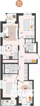 4-к квартира, вторичка, 77м2, 19/25 этаж