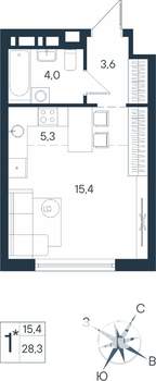 Студия квартира, строящийся дом, 28м2, 11/15 этаж