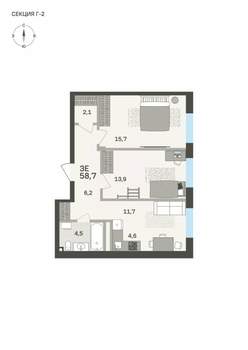 3-к квартира, вторичка, 59м2, 1/6 этаж