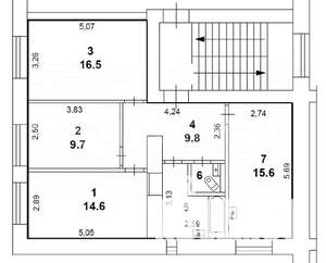 3-к квартира, вторичка, 74м2, 4/4 этаж